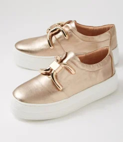 New Midas Shoes Shells Champagne White Leather Sneakers