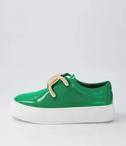 Cheap Midas Shoes Shells Emerald White Patent Leather Sneakers