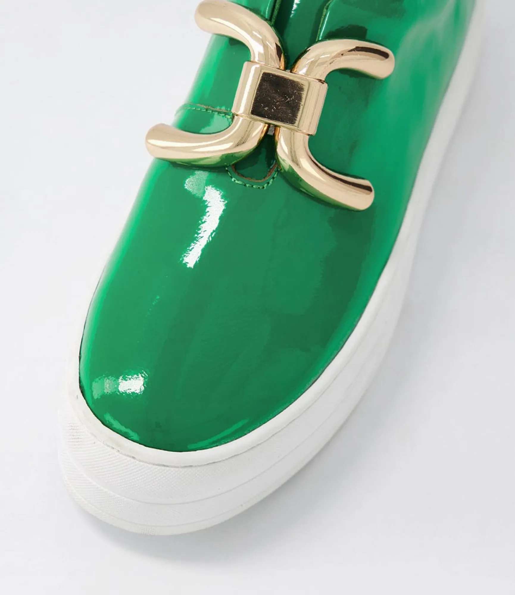 Cheap Midas Shoes Shells Emerald White Patent Leather Sneakers