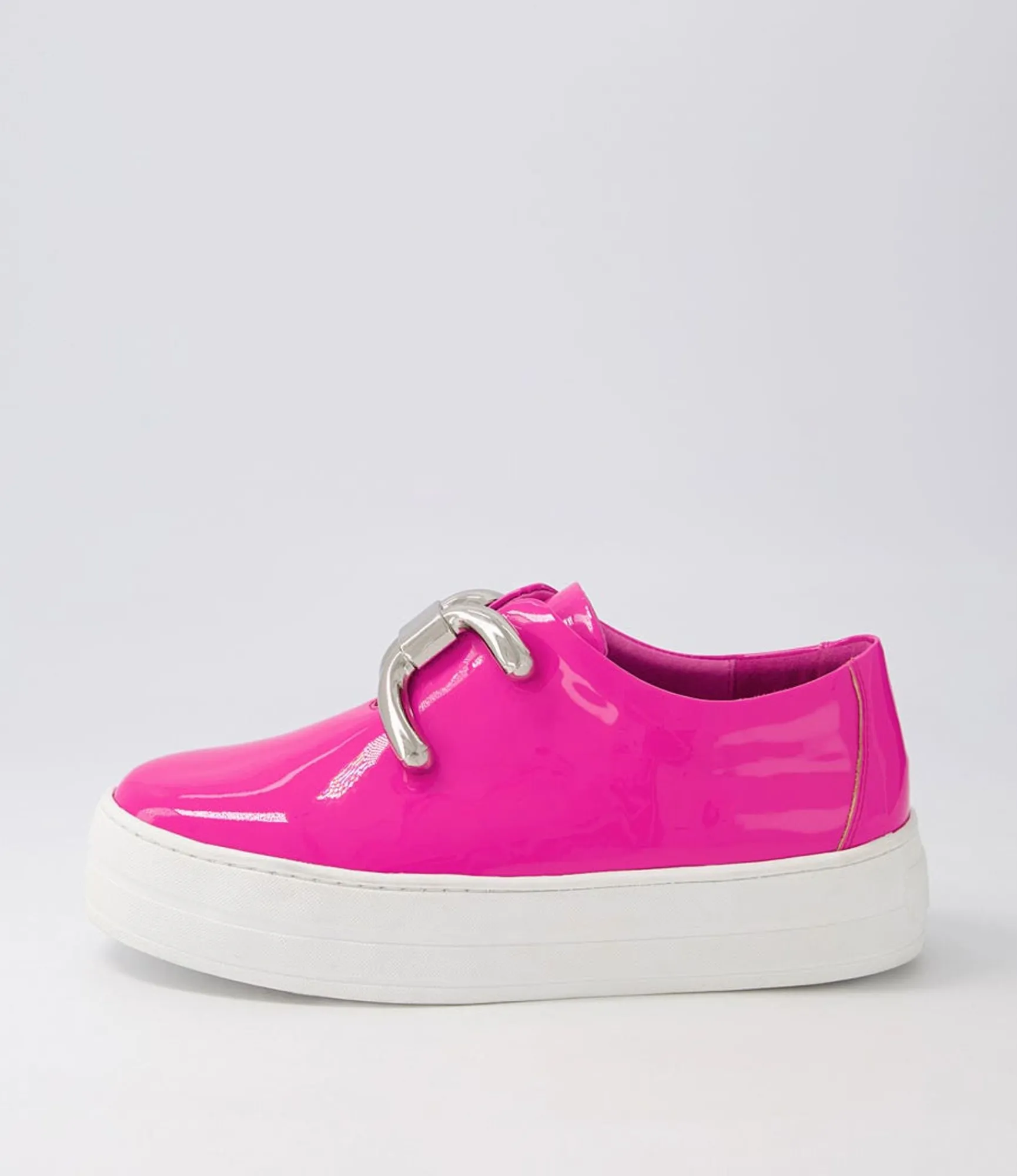 Shop Midas Shoes Shells Hot Pink White Patent Leather Sneakers