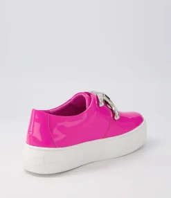 Shop Midas Shoes Shells Hot Pink White Patent Leather Sneakers