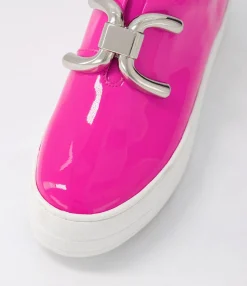 Shop Midas Shoes Shells Hot Pink White Patent Leather Sneakers
