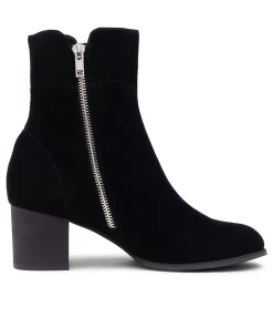 Clearance Midas Shoes Sinner Black Suede Ankle Boots Bh