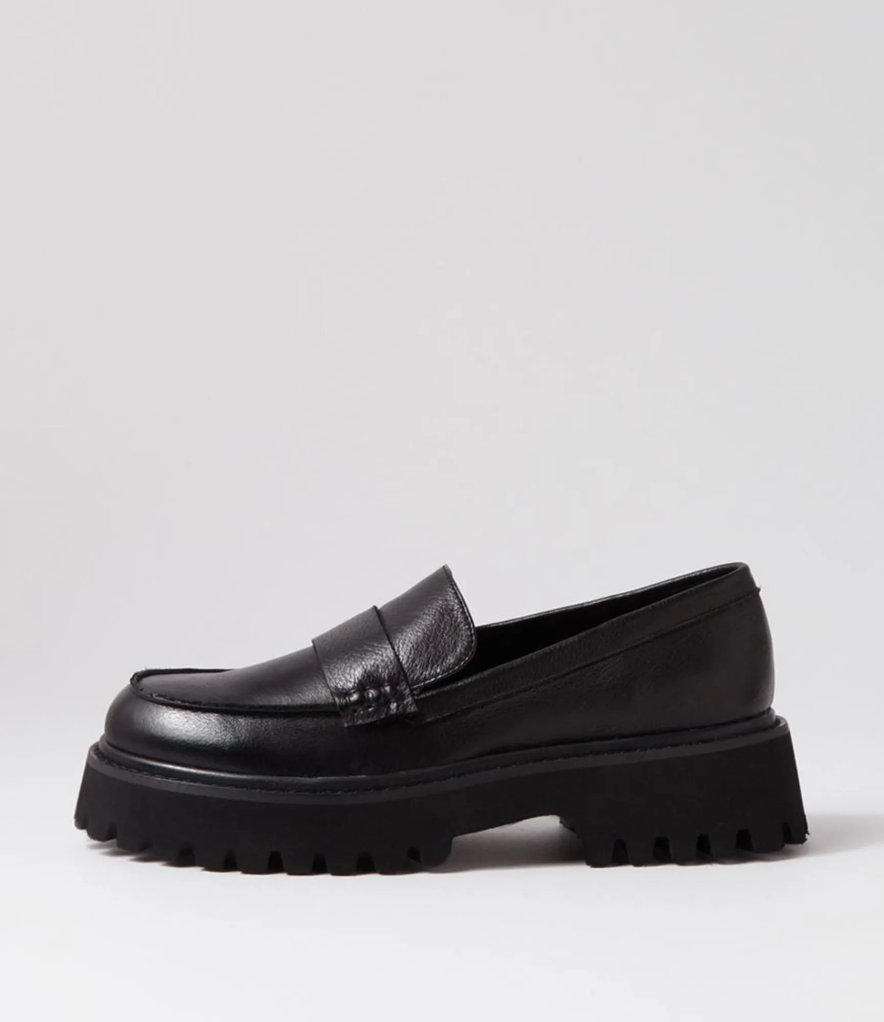 Hot Midas Shoes Siola Black Leather Loafers