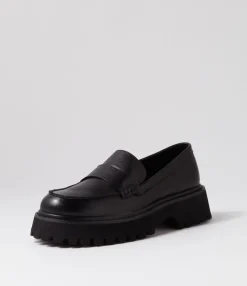 Hot Midas Shoes Siola Black Leather Loafers