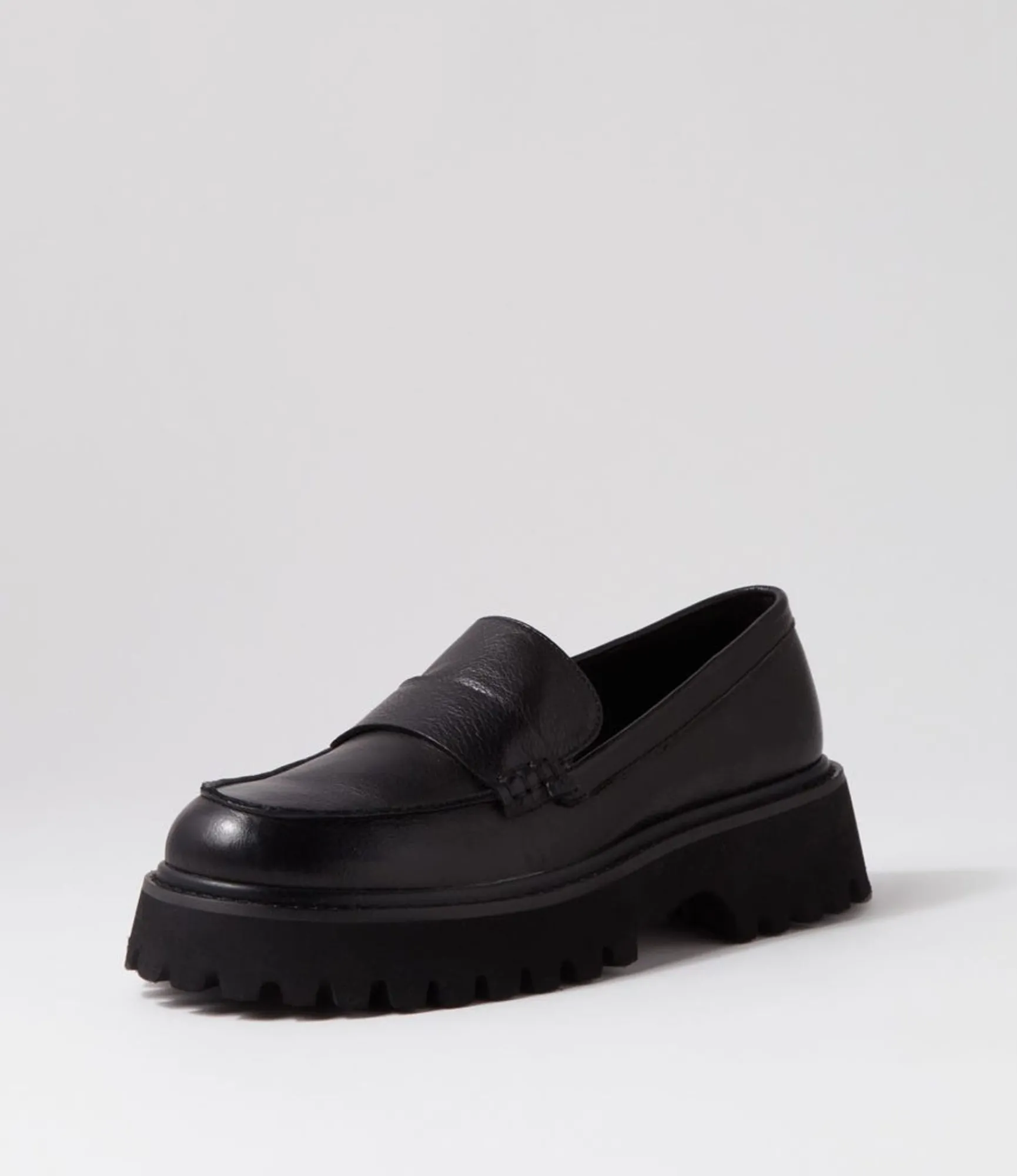 Hot Midas Shoes Siola Black Leather Loafers