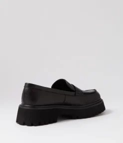 Hot Midas Shoes Siola Black Leather Loafers