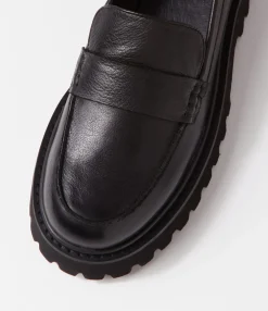 Hot Midas Shoes Siola Black Leather Loafers