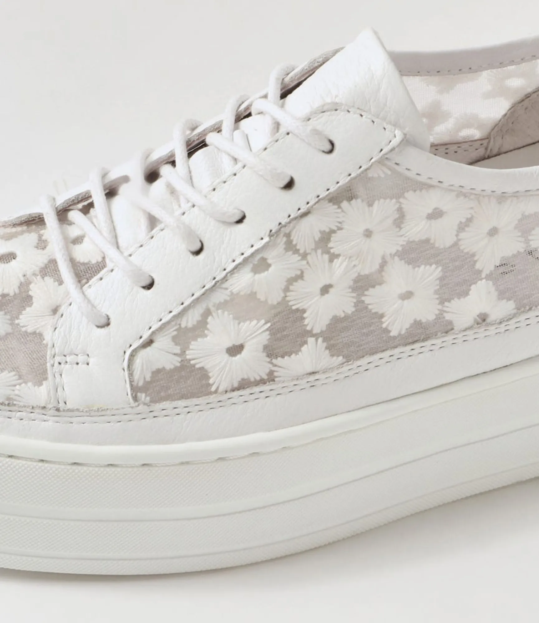 Cheap Midas Shoes Sirena White Leather Flower Sneakers