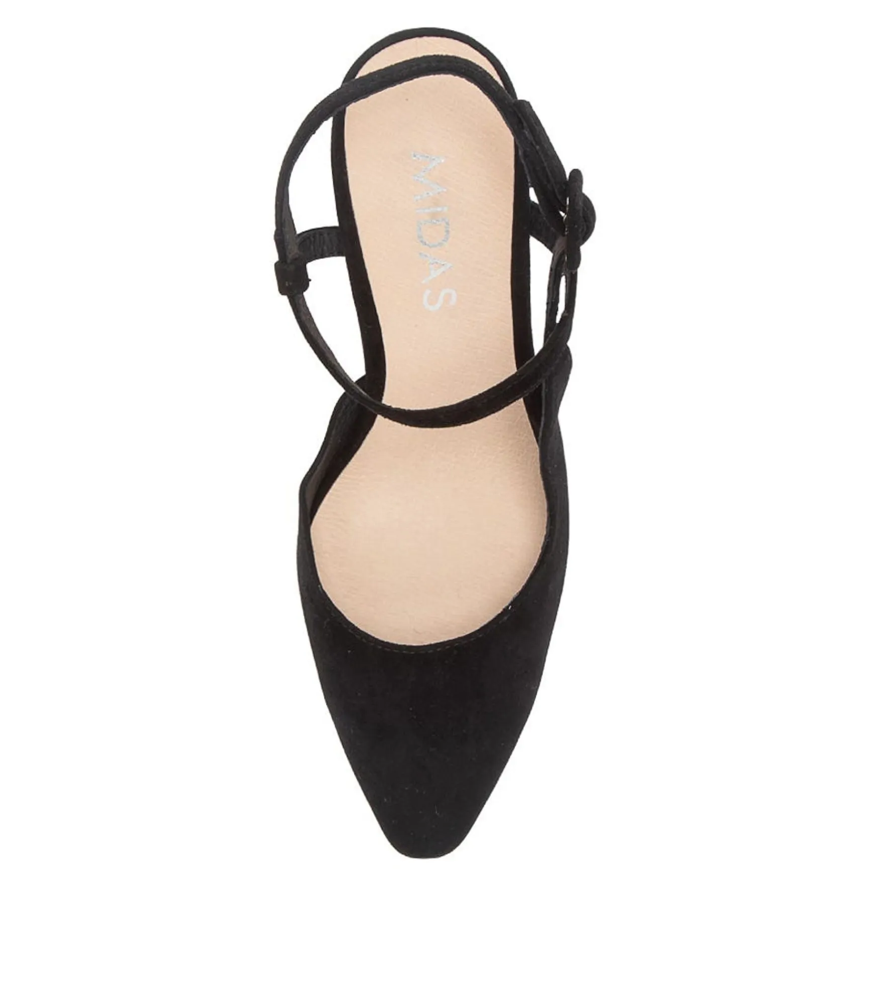 New Midas Shoes Skye Black Suede Heels