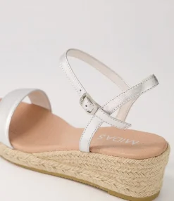 New Midas Shoes Sofi Silver Natural Rope Leather Sandals