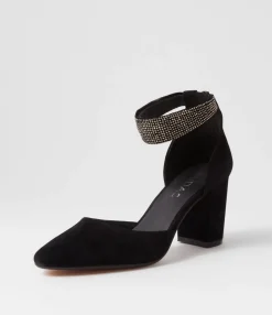 Sale Midas Shoes Sparks Black Suede Jewels Heels