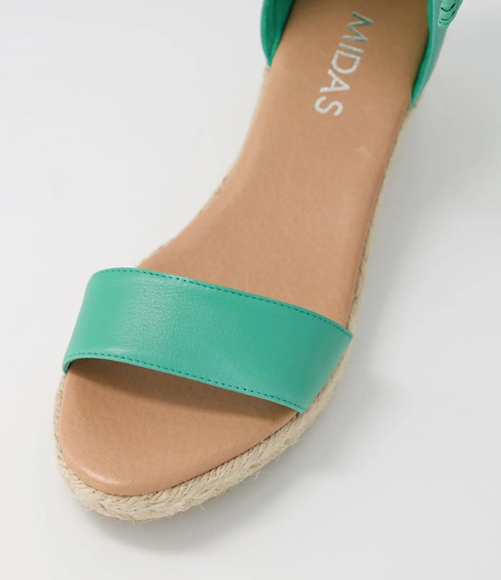 Hot Midas Shoes Sprung Light Emerald Rope Leather Espadrilles