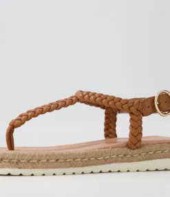 New Midas Shoes Stanford Dark Tan Leather Sandals