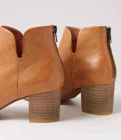 Discount Midas Shoes Sutton Dark Tan Natural Heel Leather Ankle Boots