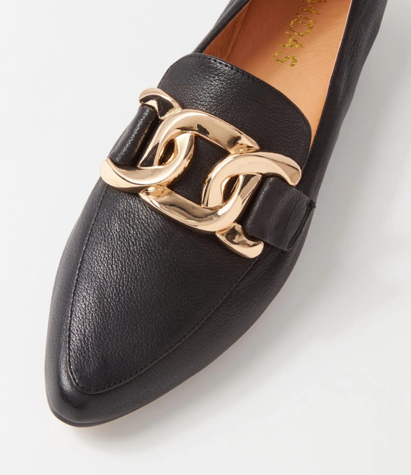 Store Midas Shoes Symona Black Leather Loafers