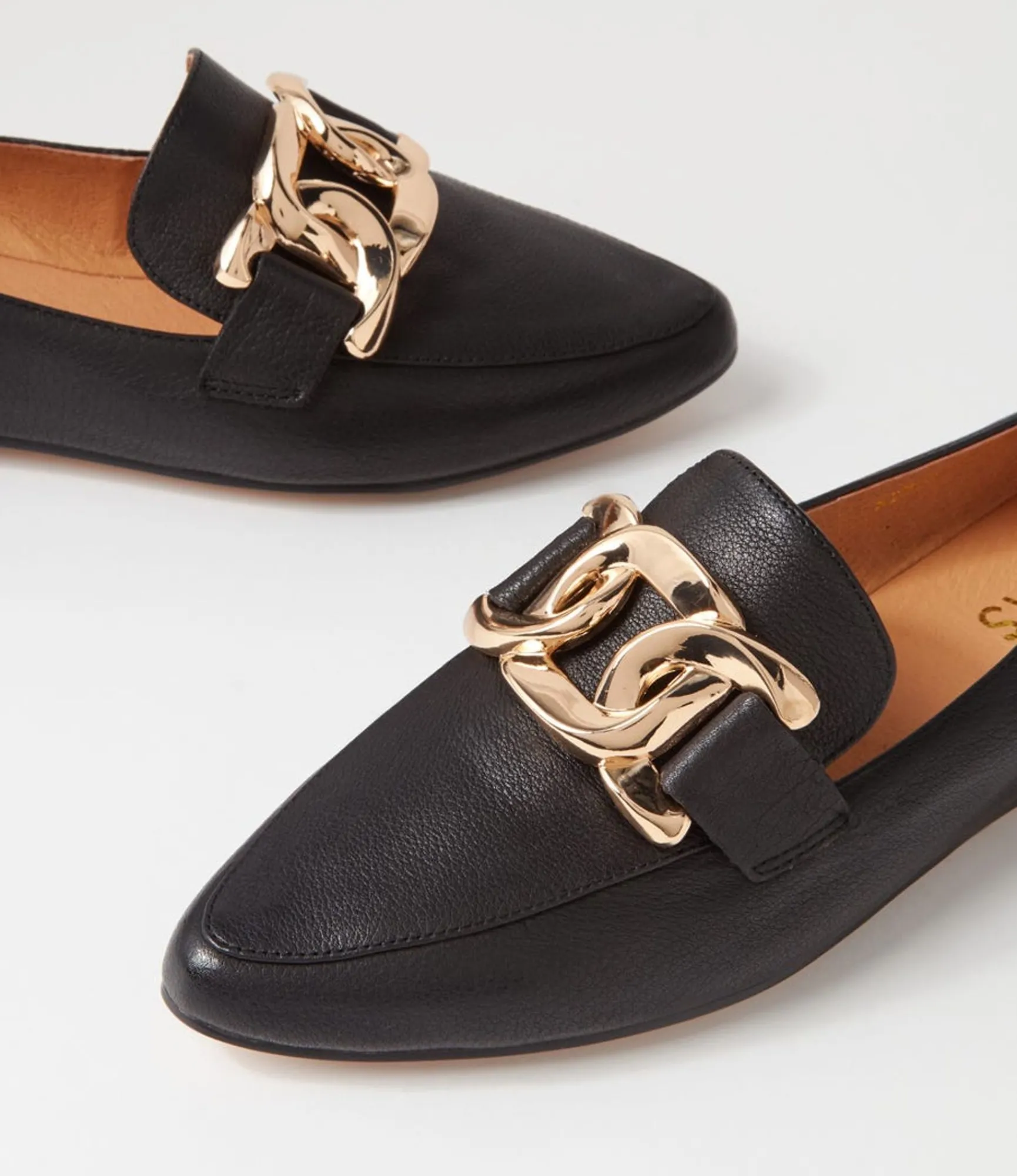 Store Midas Shoes Symona Black Leather Loafers