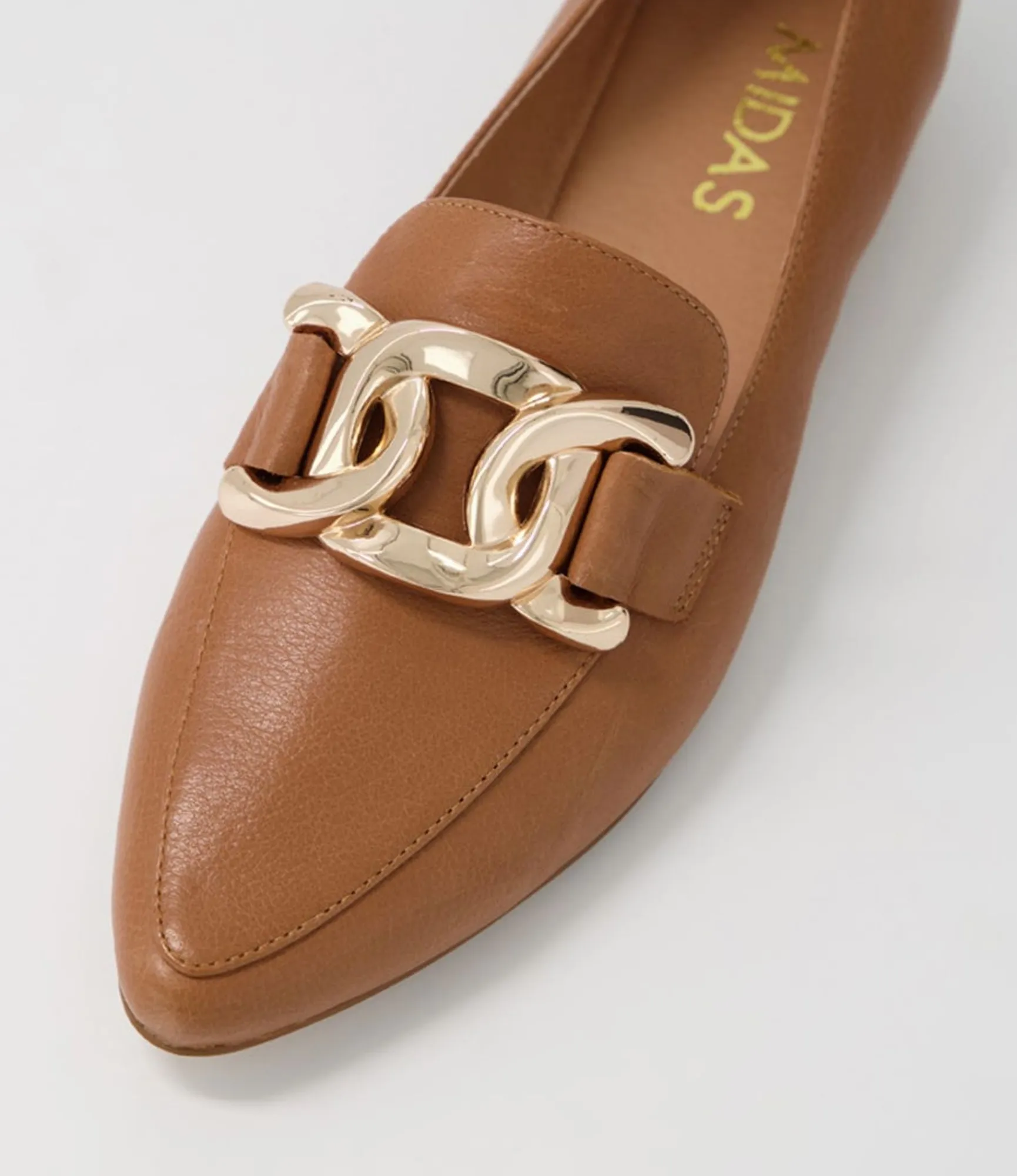Best Midas Shoes Symona Dark Tan Leather Loafers