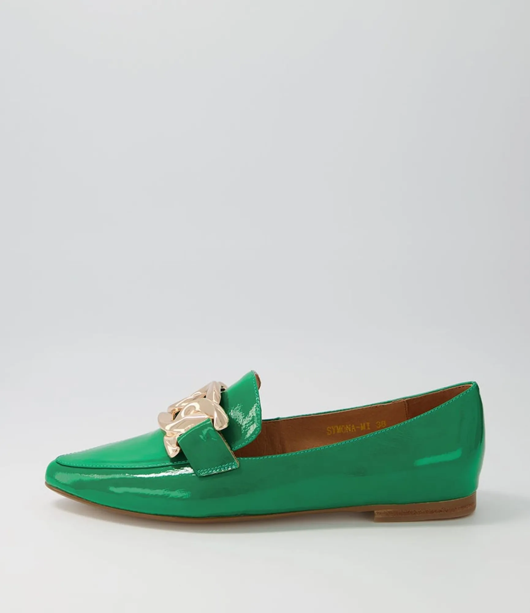 Fashion Midas Shoes Symona Emerald Patent Leather Loafers