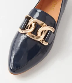 Store Midas Shoes Symona Navy Patent Leather Loafers