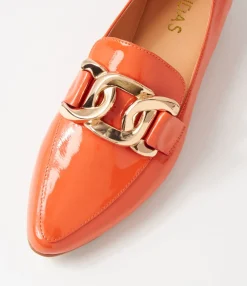 Outlet Midas Shoes Symona Orange Patent Leather Loafers
