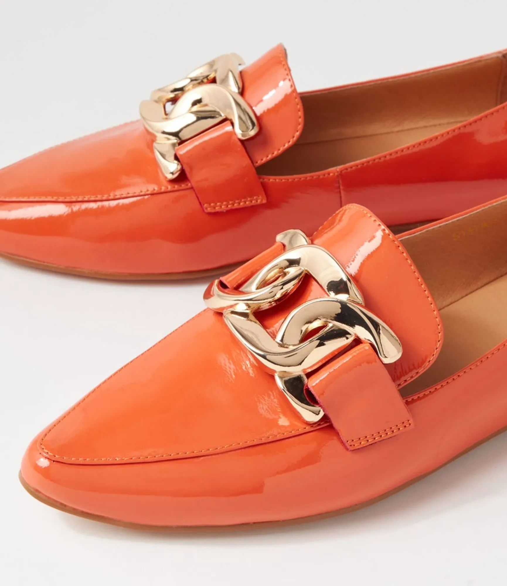 Outlet Midas Shoes Symona Orange Patent Leather Loafers