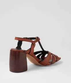 Cheap Midas Shoes Tanett Chestnut Dark Brown Leather Sandals