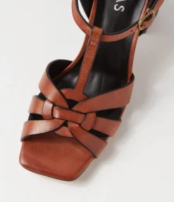 Cheap Midas Shoes Tanett Chestnut Dark Brown Leather Sandals