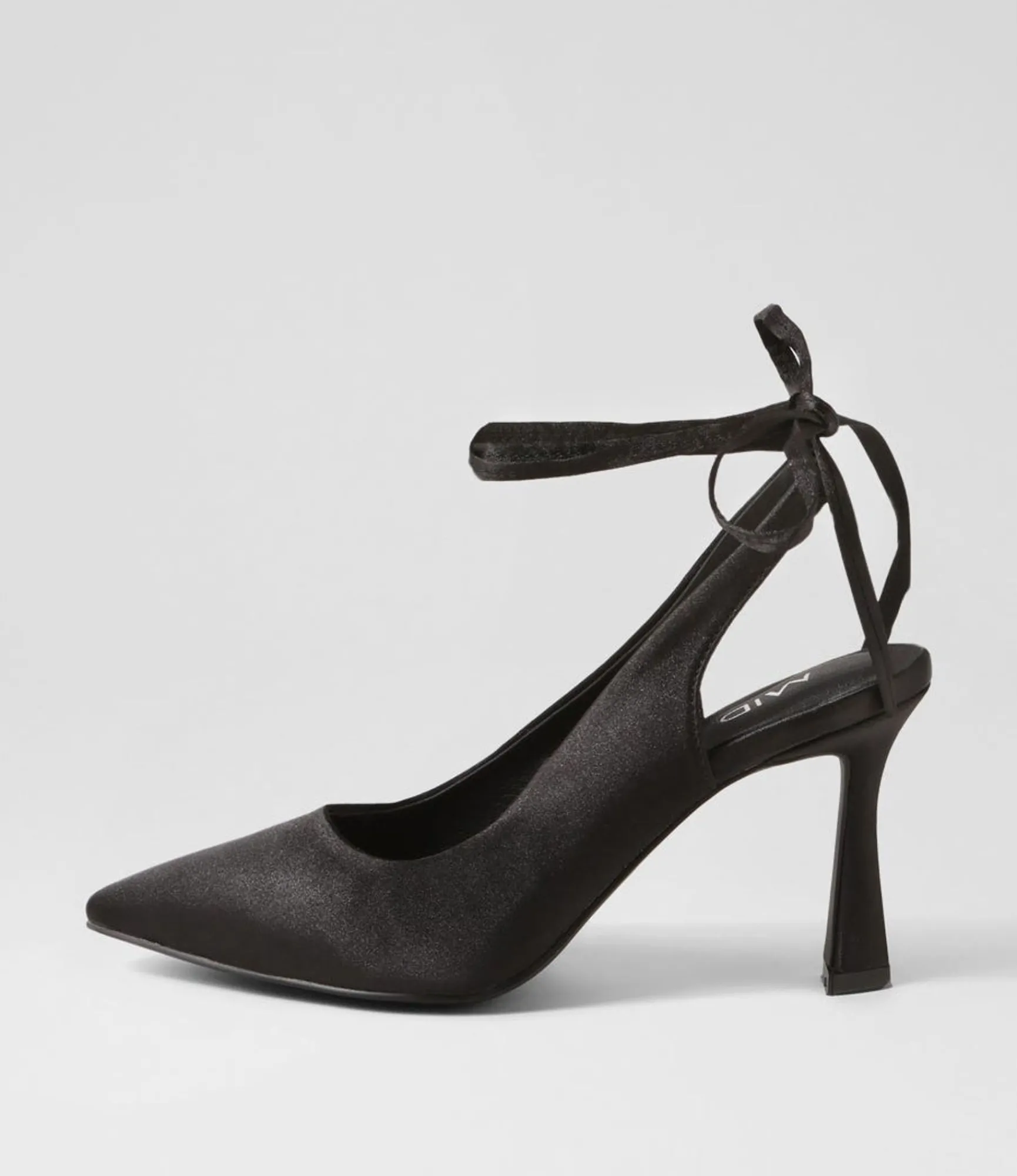 Fashion Midas Shoes Tatia Black Satin Pump Heels