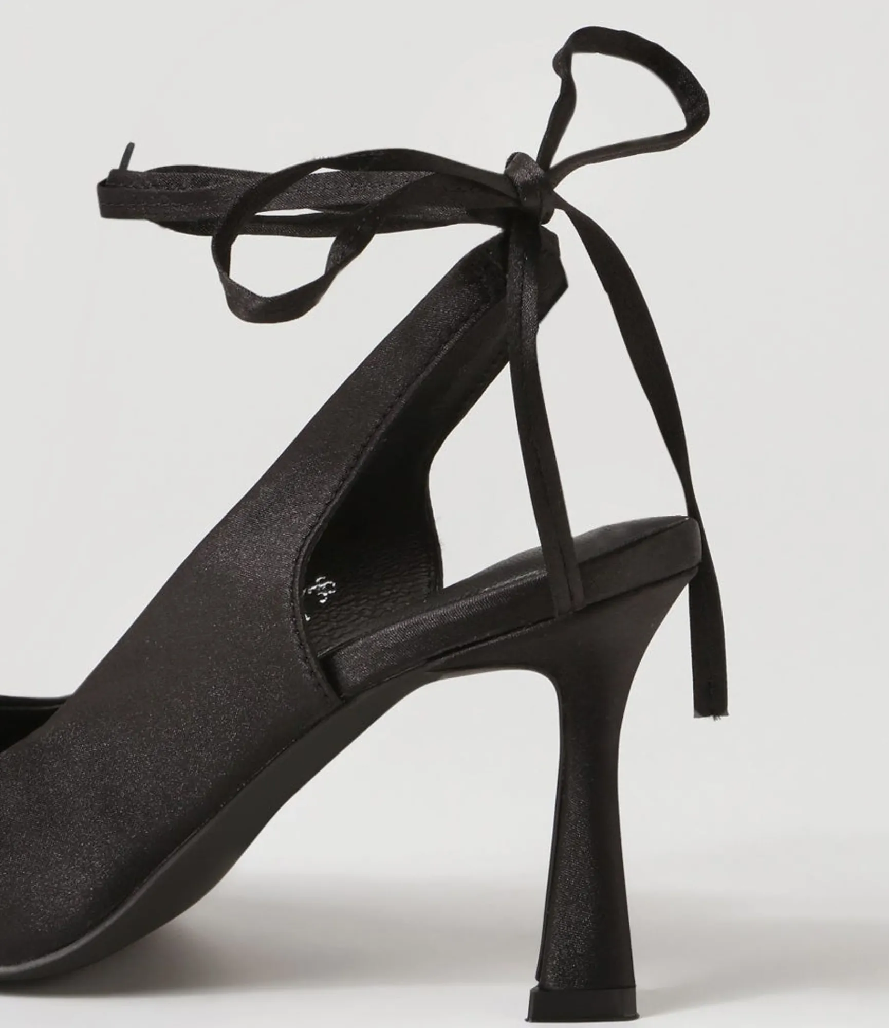 Fashion Midas Shoes Tatia Black Satin Pump Heels