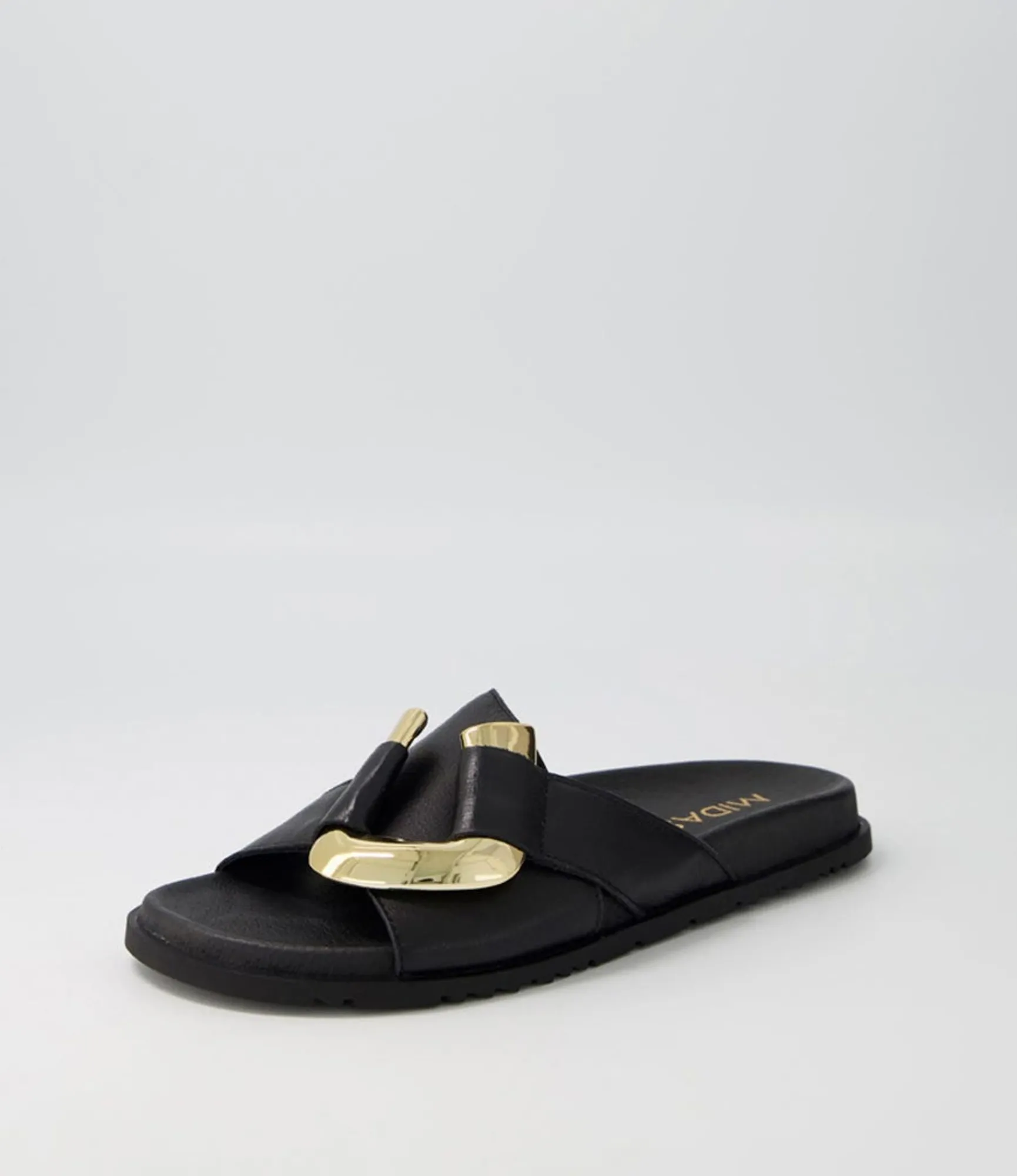 Shop Midas Shoes Tavie Black Leather Slides