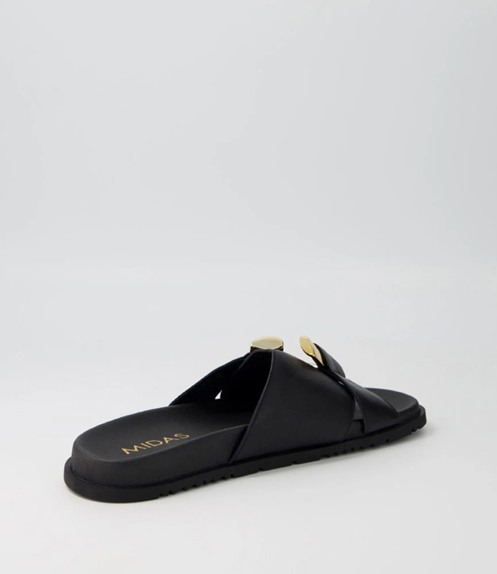 Shop Midas Shoes Tavie Black Leather Slides