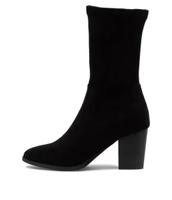 Cheap Midas Shoes Tayden Black Microsuede Calf Boots