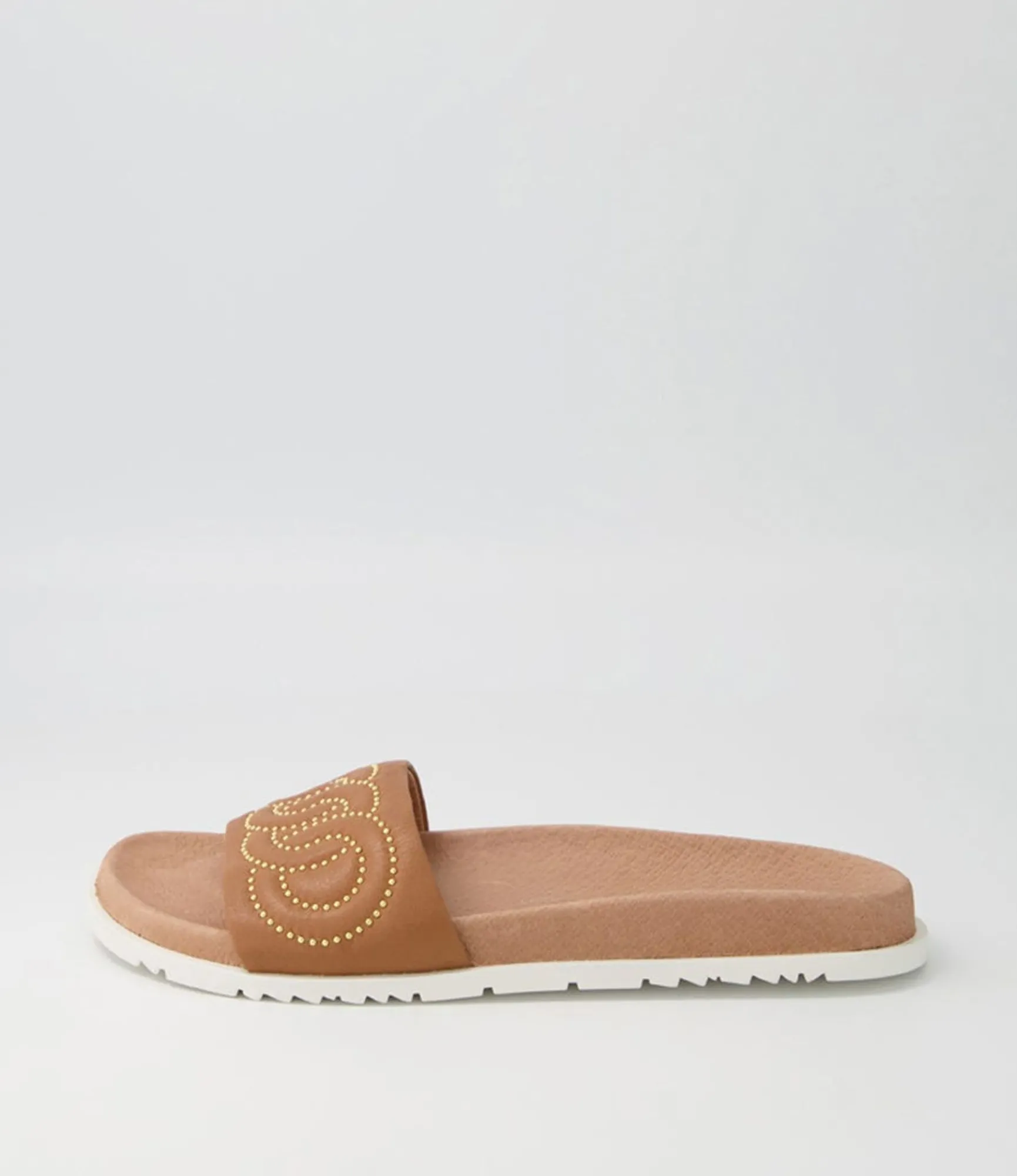 Discount Midas Shoes Tellme Dark Tan Leather Slides