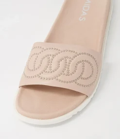 Outlet Midas Shoes Tellme Nude Leather Slides