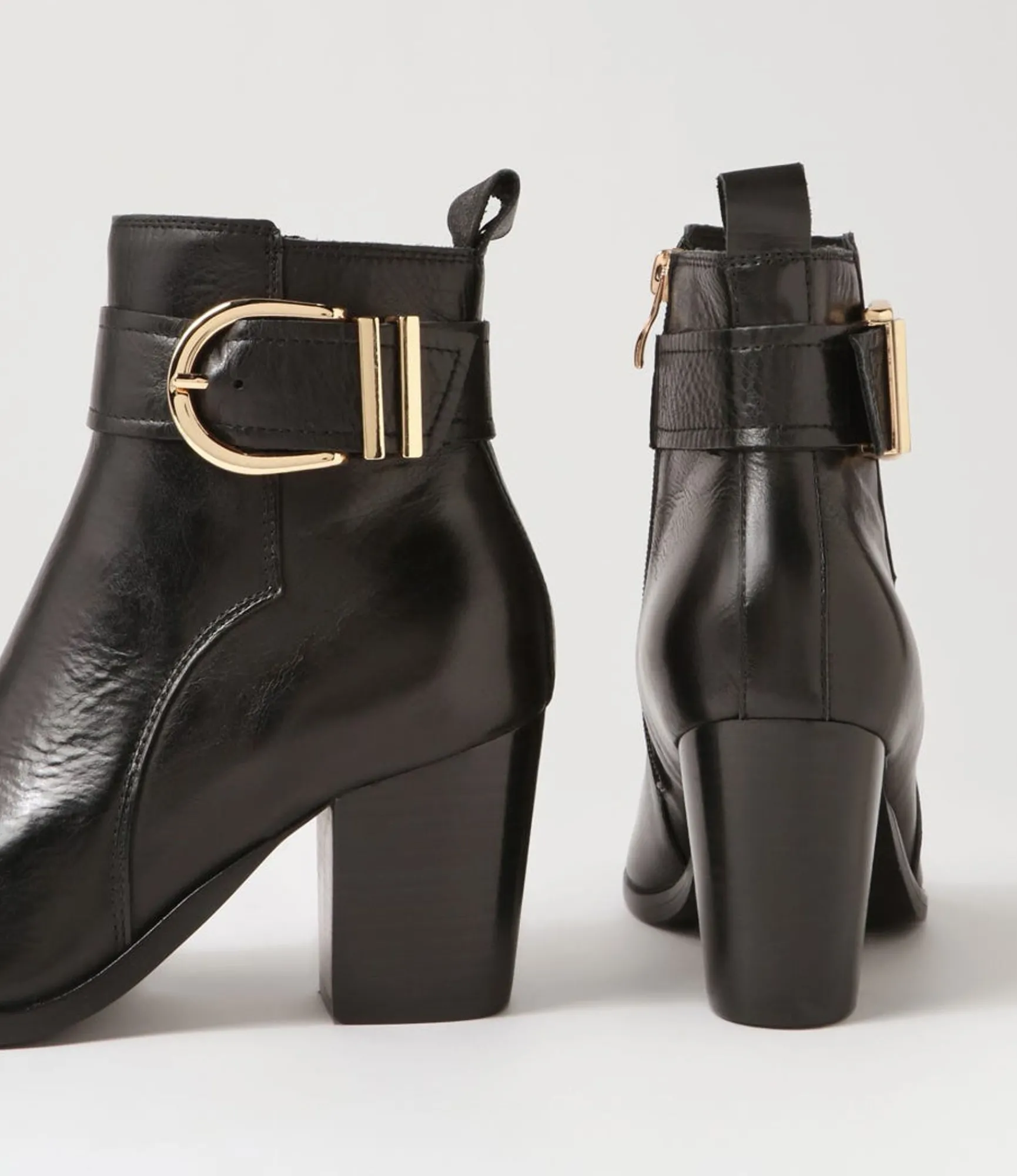 Fashion Midas Shoes Tenae Black Leather Ankle Boots