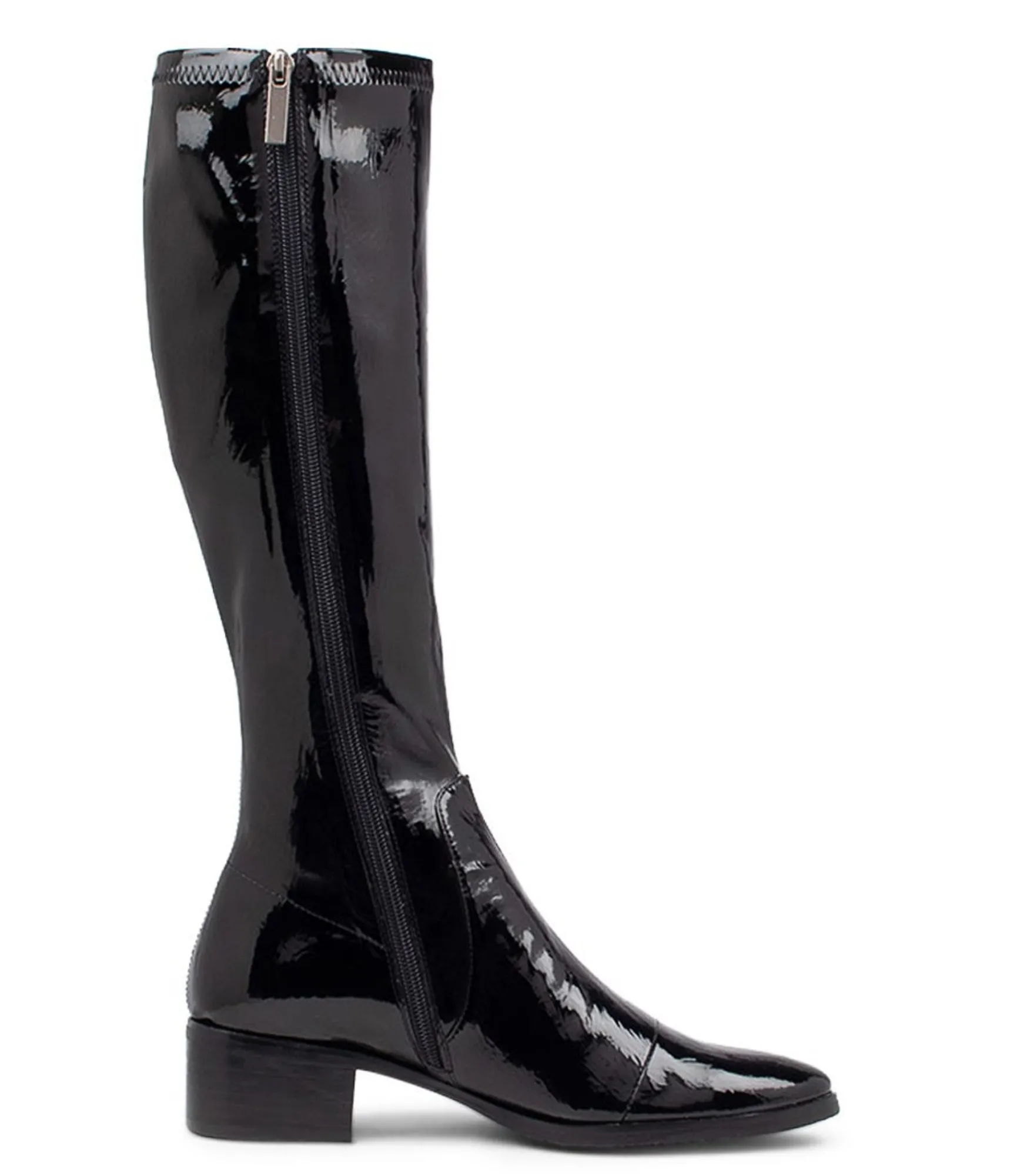 Discount Midas Shoes Tenley Black Stretch Patent Pu Knee High Boots