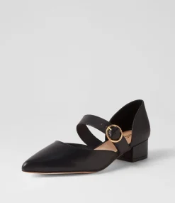 Cheap Midas Shoes Thedee Black Leather Mary Jane Heels