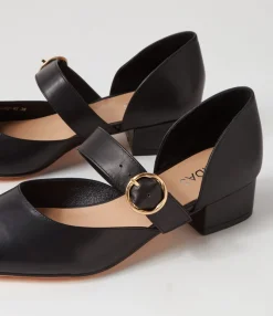 Cheap Midas Shoes Thedee Black Leather Mary Jane Heels