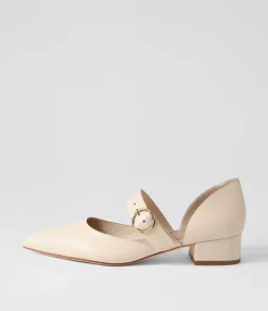 Clearance Midas Shoes Thedee Cream Leather Mary Jane Heels