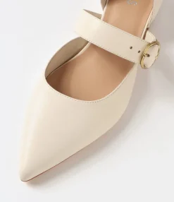 Clearance Midas Shoes Thedee Cream Leather Mary Jane Heels