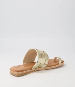 Hot Midas Shoes Tianna Pale Gold Leather Slides
