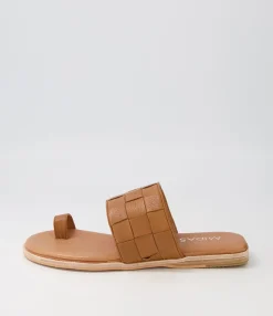 Sale Midas Shoes Tianna Tan Leather Slides
