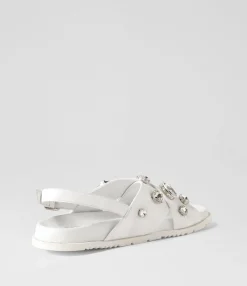 Fashion Midas Shoes Tibbs White Silver Jewels Leather Sandals