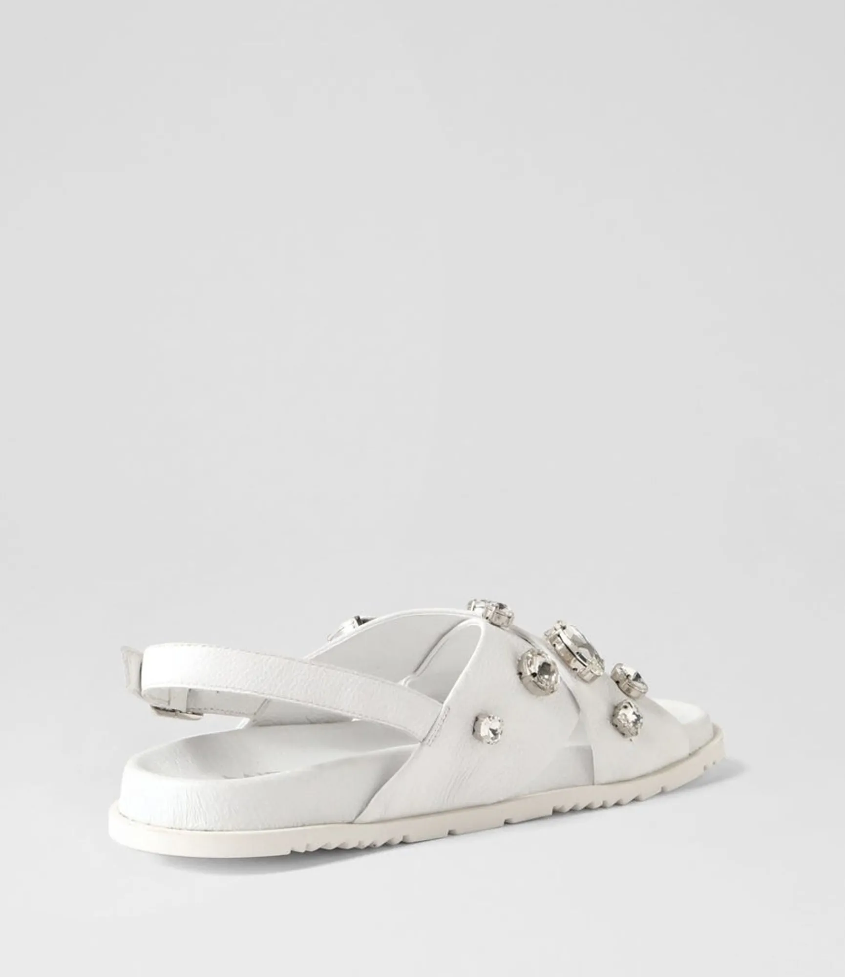 Fashion Midas Shoes Tibbs White Silver Jewels Leather Sandals