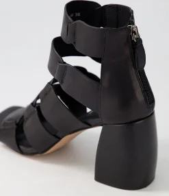 Cheap Midas Shoes Tobie Black Leather Sandals
