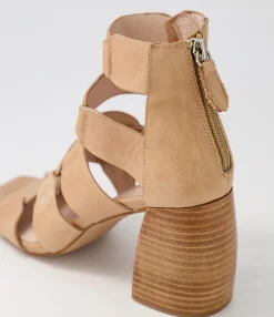 Best Sale Midas Shoes Tobie Latte Natural Heel Leather Sandals