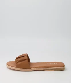 Cheap Midas Shoes Tokio Tan Leather Slides