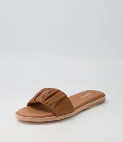 Cheap Midas Shoes Tokio Tan Leather Slides