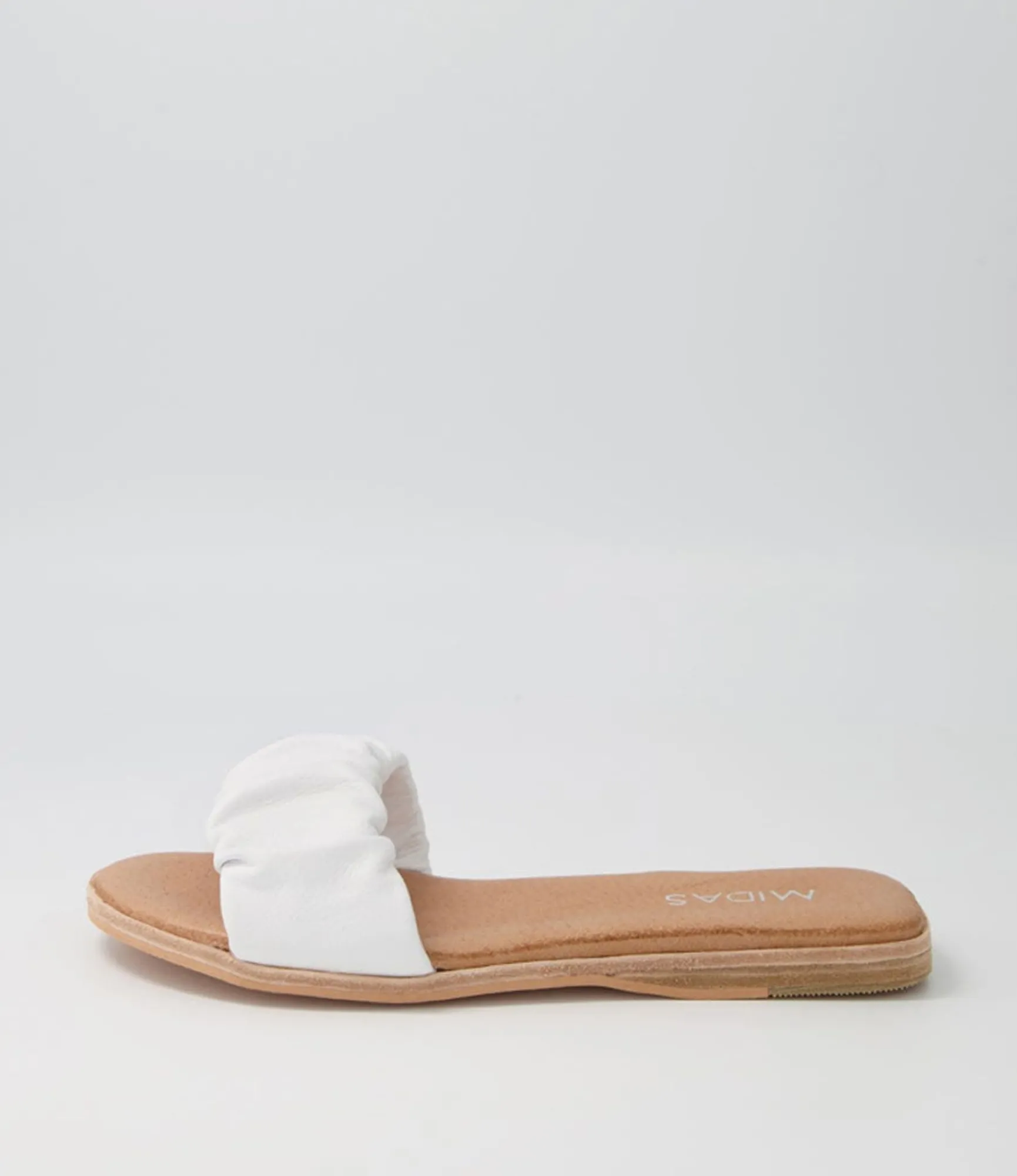 Best Midas Shoes Tokio White Leather Slides